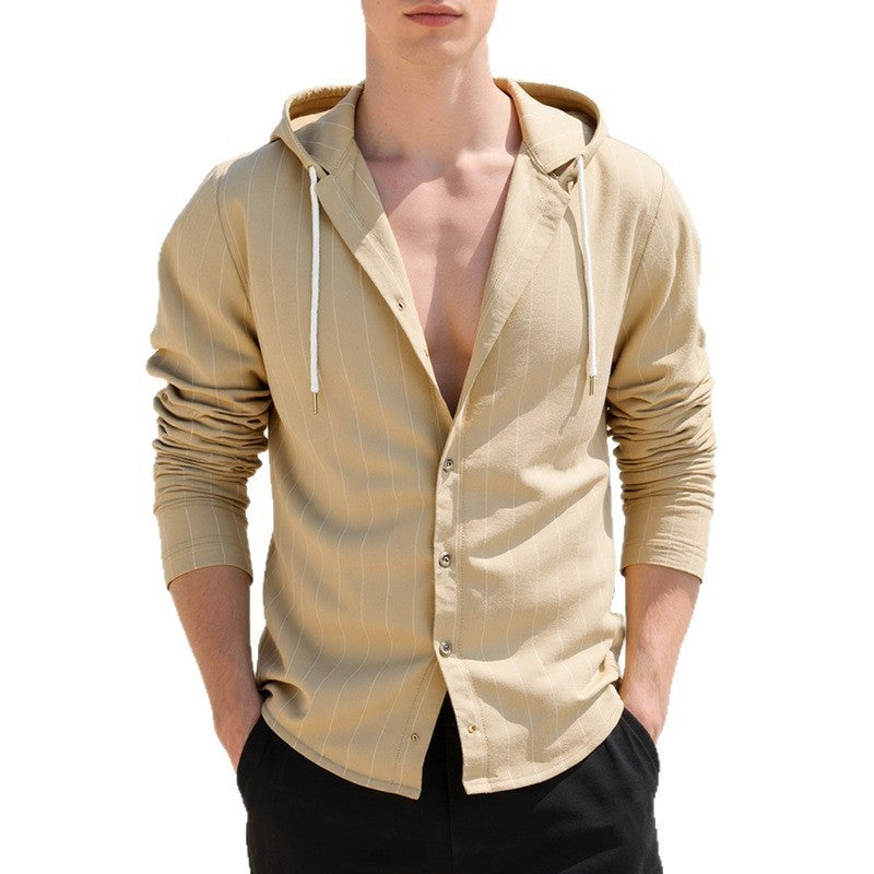 Slim-fit Hood Cardigan Casual Shirt Men