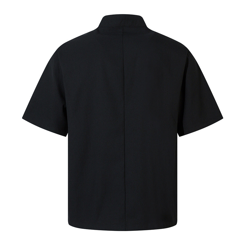 Fashion Stand Collar Short Sleeve Shirt Men