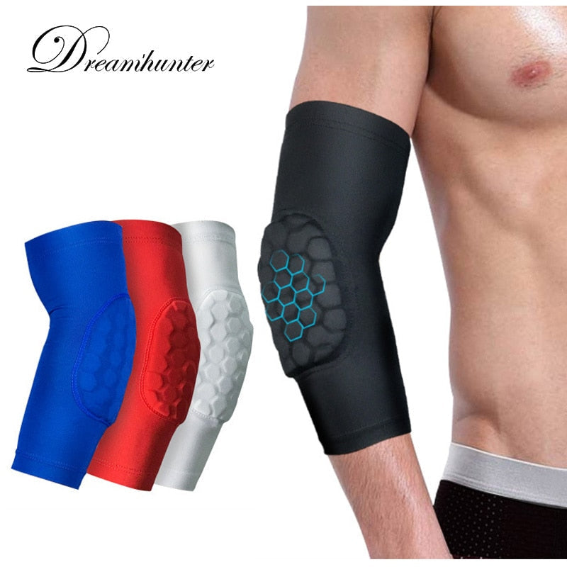 1PCS Elastic Basketball Elbow Pads Volleyball Arm Sleeve Crashproof Honeycomb Elbow Support Elbow Protector Guard Sport Safety Enfom Clothing