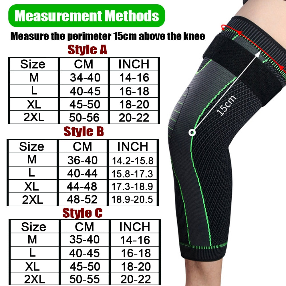 1Pair Sport Full Leg Compression Sleeves Knee Braces Support Protector for Weightlifting Arthritis Joint Pain Relief Muscle Tear Enfom Clothing