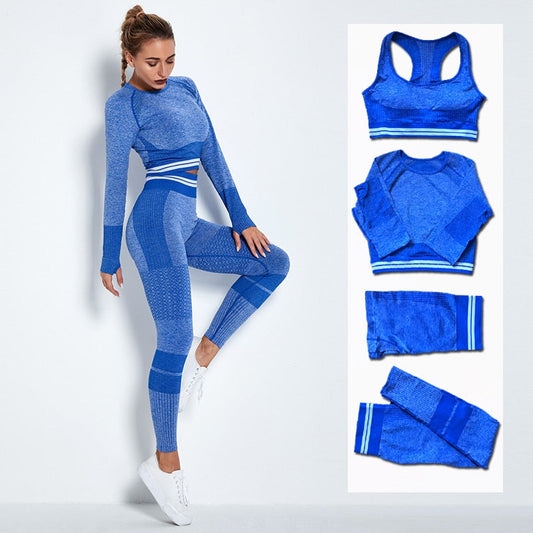 2/4Pcs Women Vital Seamless Yoga Set Sports Bra+Crop Top Shirts+Shorts+High Waist Leggings Gym Clothing Sports Wear For Women Enfom Clothing