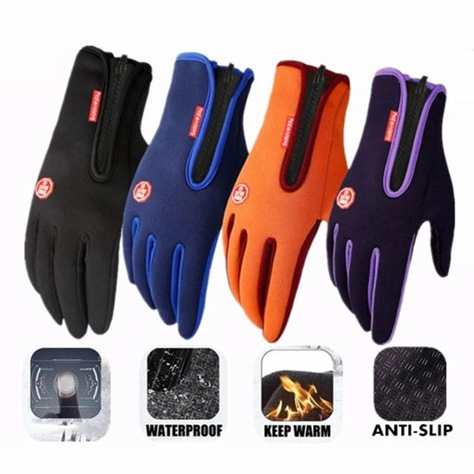 2021 New Warm Winter Gloves Men touchscreen Waterproof Gloves Snowboard Windproof Outdoor Cycling Driving Zipper Sport Glove Enfom Clothing