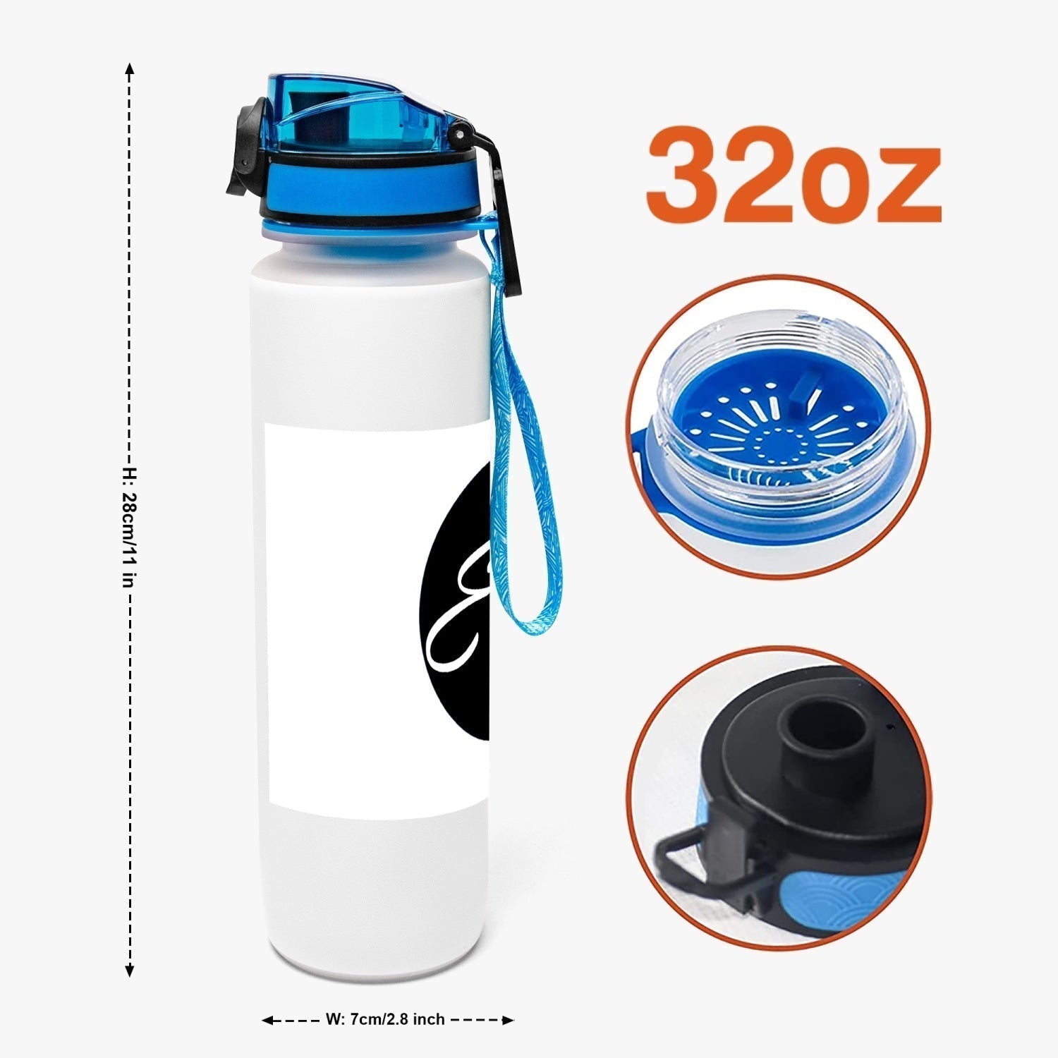 32oz Water Tracker Bottle Enfom Clothing