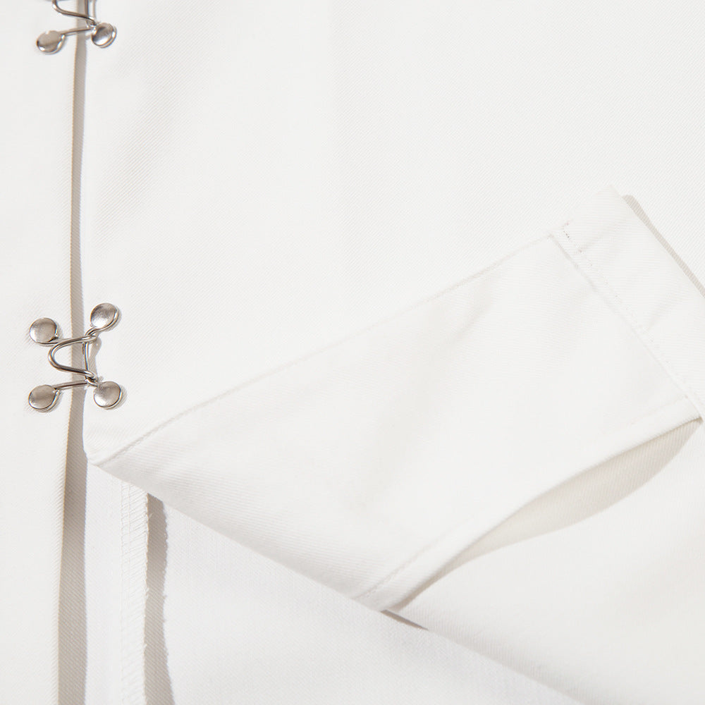 Fashion Stand Collar Short Sleeve Shirt Men