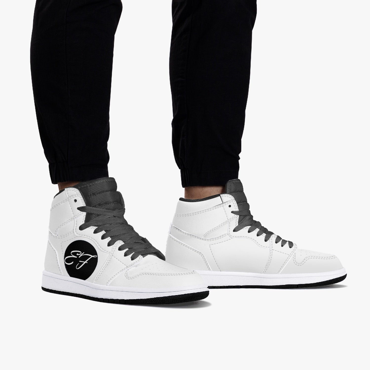 352. New Black High-Top Leather Sneakers Enfom Clothing