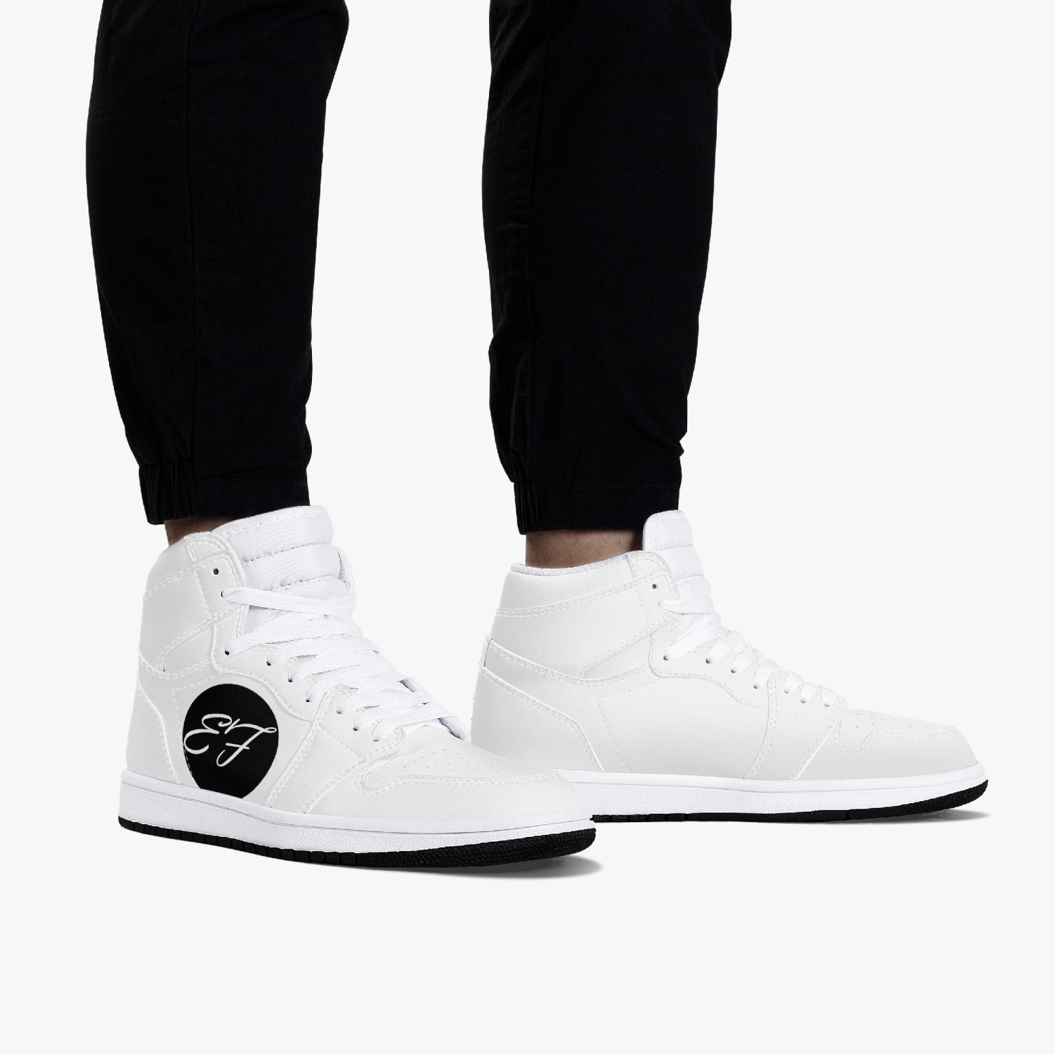 352. New Black High-Top Leather Sneakers Enfom Clothing