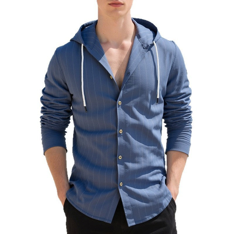 Slim-fit Hood Cardigan Casual Shirt Men