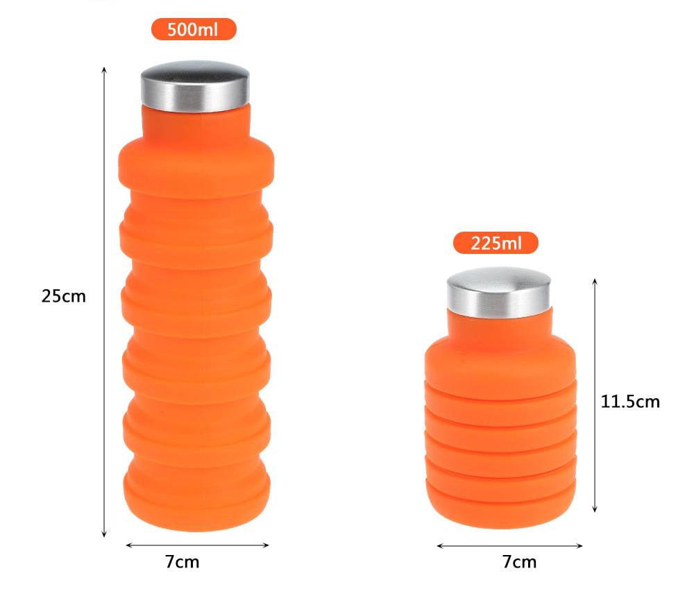 500ML Portable Silicone Water Bottle Retractable Folding Coffee Bottle Outdoor Travel Drinking Collapsible Sport Drink Kettle Enfom Clothing