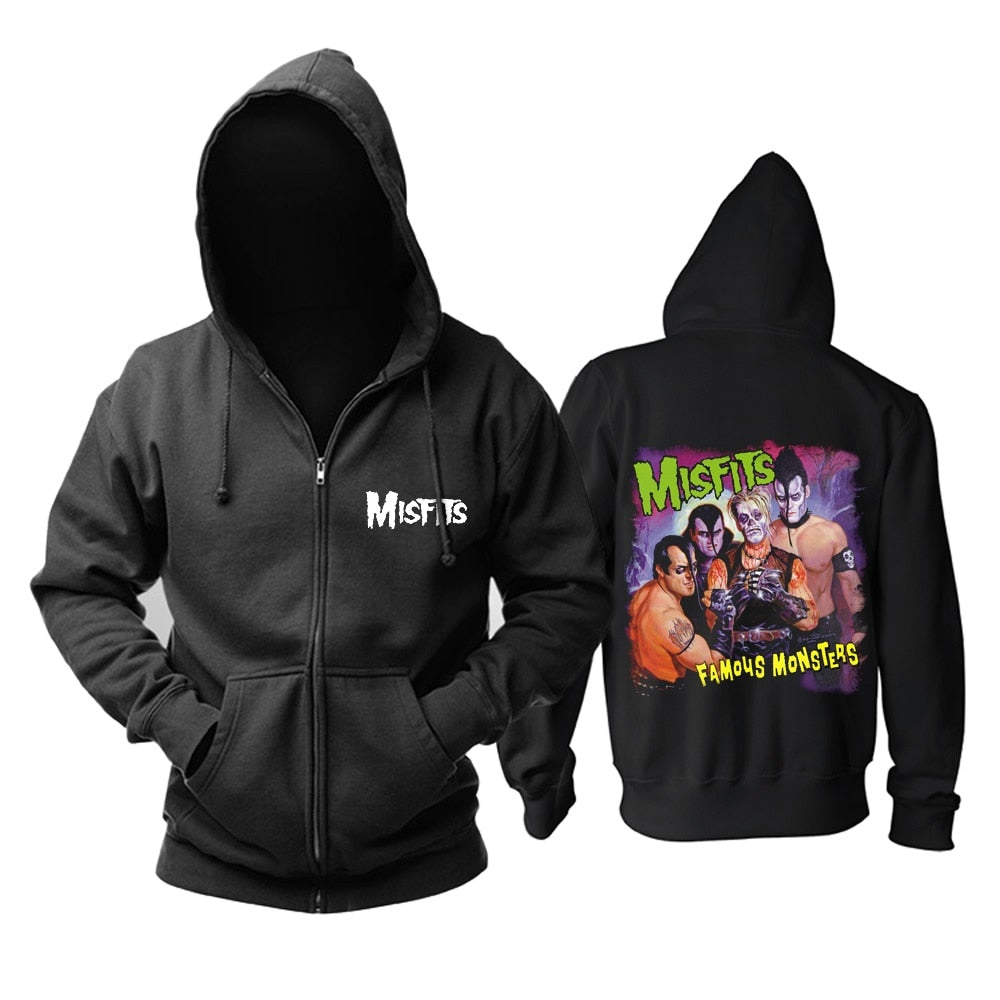 9 Designs 3D Skull Bone Sudadera Misfits Rock Hoodies Winter Zipper Jacket Brand Clothing Punk Heavy Metal Print Sweatshirt Enfom Clothing