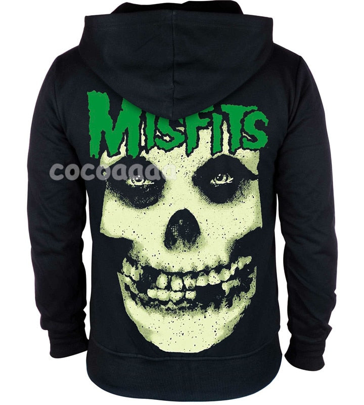 9 Designs 3D Skull Bone Sudadera Misfits Rock Hoodies Winter Zipper Jacket Brand Clothing Punk Heavy Metal Print Sweatshirt Enfom Clothing