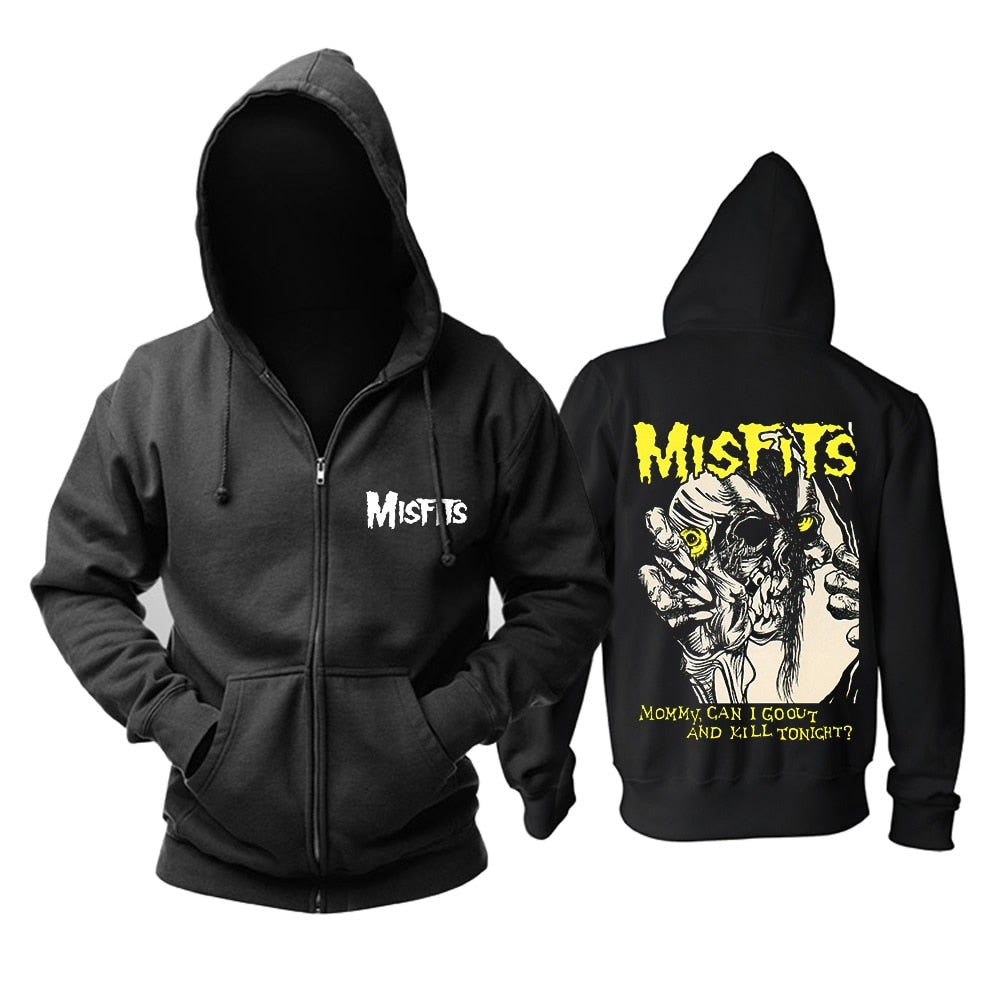 9 Designs 3D Skull Bone Sudadera Misfits Rock Hoodies Winter Zipper Jacket Brand Clothing Punk Heavy Metal Print Sweatshirt Enfom Clothing