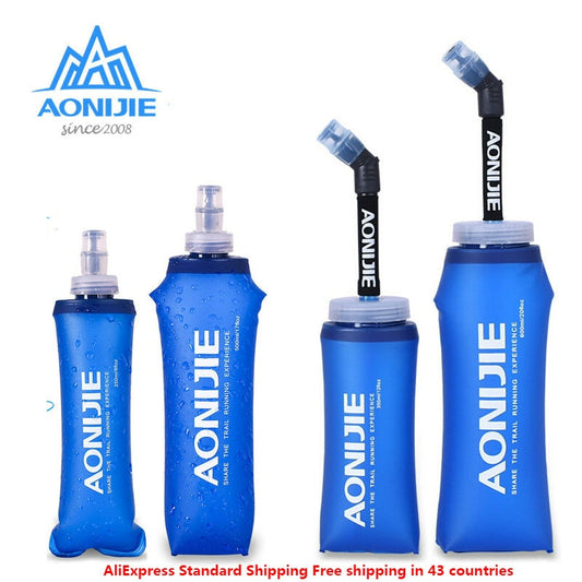 AONIJIE Foldable Silicone Soft Flask Water Bottles Outdoors Sport Traveling Running Kettle Hydration Pack Bag Vest 250ML- 600ML Enfom Clothing