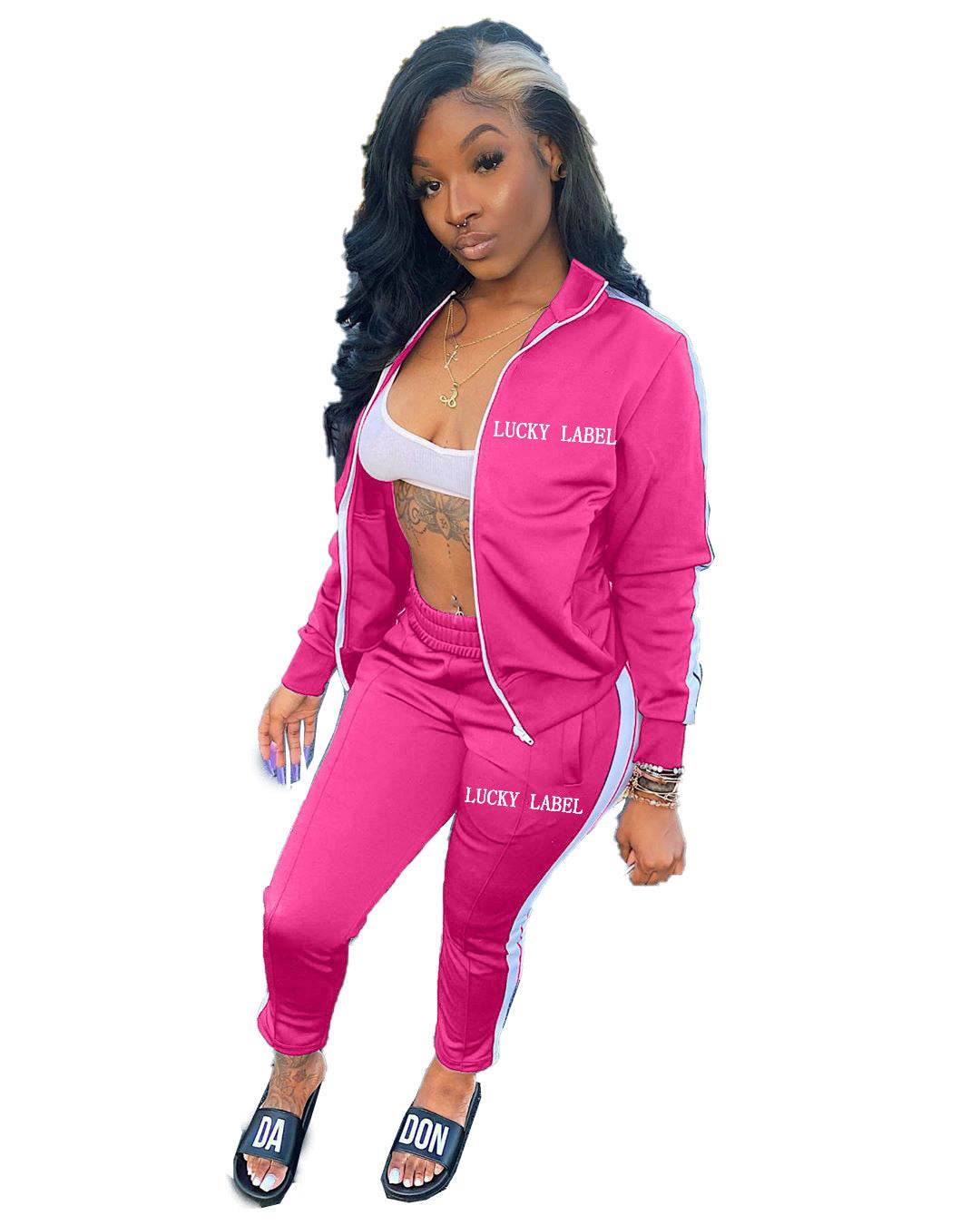 Alphabet embroidery zipper sport two-piece set Enfom Clothing