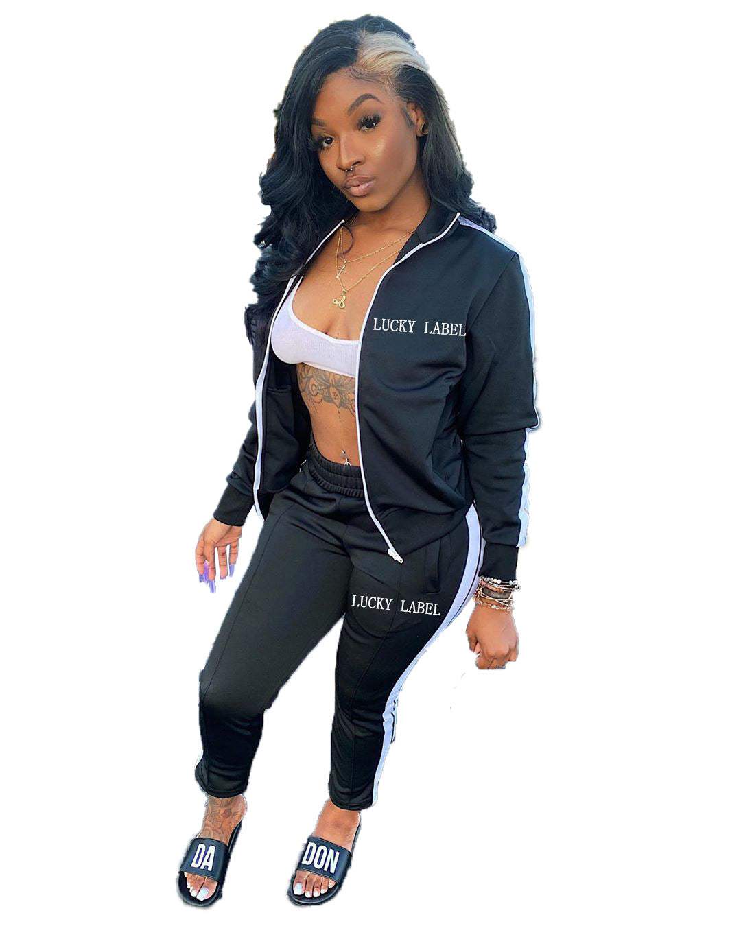 Alphabet embroidery zipper sport two-piece set Enfom Clothing