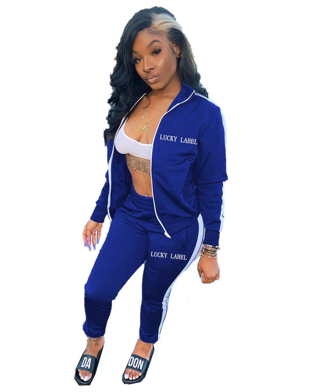 Alphabet embroidery zipper sport two-piece set Enfom Clothing