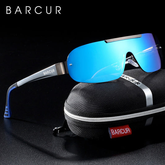 BARCUR Aluminum Magnesium Sunglasses Men Polarized Sun glasses for Men Pilot Sport Eyewear UV400 Enfom Clothing