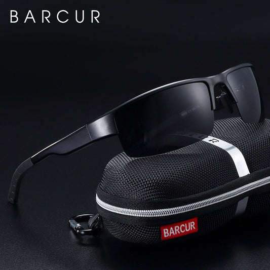 BARCUR Semi Rimless Polarized Aluminium Magnesium Sunglasses Sport Sun glasses Male Female Oculos Gafas De Sol Enfom Clothing