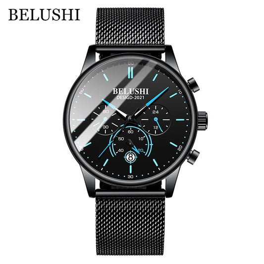 BELUSHI 2023 New Fashion Mens Watches Top Luxury Brand Sport Quartz Luminous Waterproof Chronograph Wristwatch Mens Watches Enfom Clothing