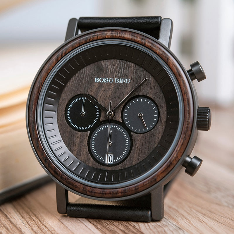 BOBO BIRD-reloj analógico de acero inoxidable para hombre, accesorio de pulsera de cuarzo resistente al agua con cronógrafo, complemento Masculino deportivo de marca de lujo con diseño militar Enfom Clothing