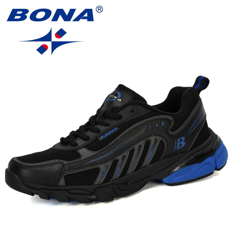 BONA New Designers Running Shoes Man Cow Split Sport Shoes Men Jogging Footwear Outdoors Lightweight Breathable Men Shoes Enfom Clothing