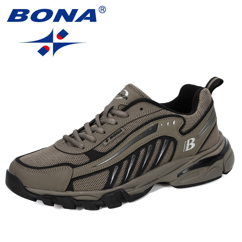 BONA New Designers Running Shoes Man Cow Split Sport Shoes Men Jogging Footwear Outdoors Lightweight Breathable Men Shoes Enfom Clothing