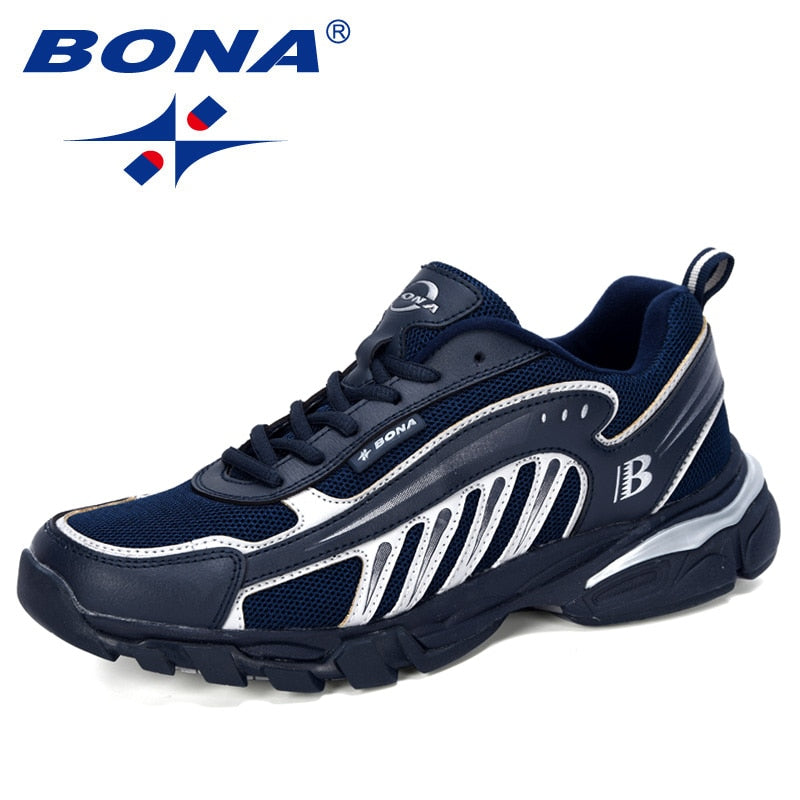 BONA New Designers Running Shoes Man Cow Split Sport Shoes Men Jogging Footwear Outdoors Lightweight Breathable Men Shoes Enfom Clothing