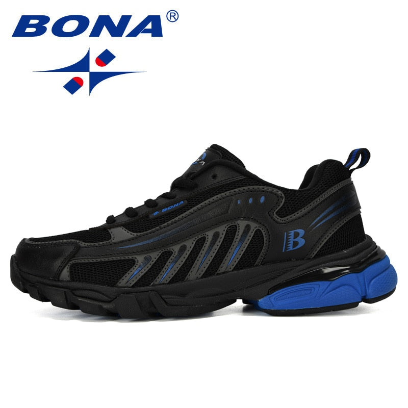 BONA New Designers Running Shoes Man Cow Split Sport Shoes Men Jogging Footwear Outdoors Lightweight Breathable Men Shoes Enfom Clothing