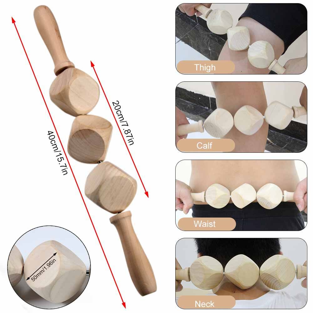 BYEPAIN Wooden Exercise Roller Sport Injury Gym Body Leg Trigger Point Muscle Roller Sticks Massager Health Care Enfom Clothing