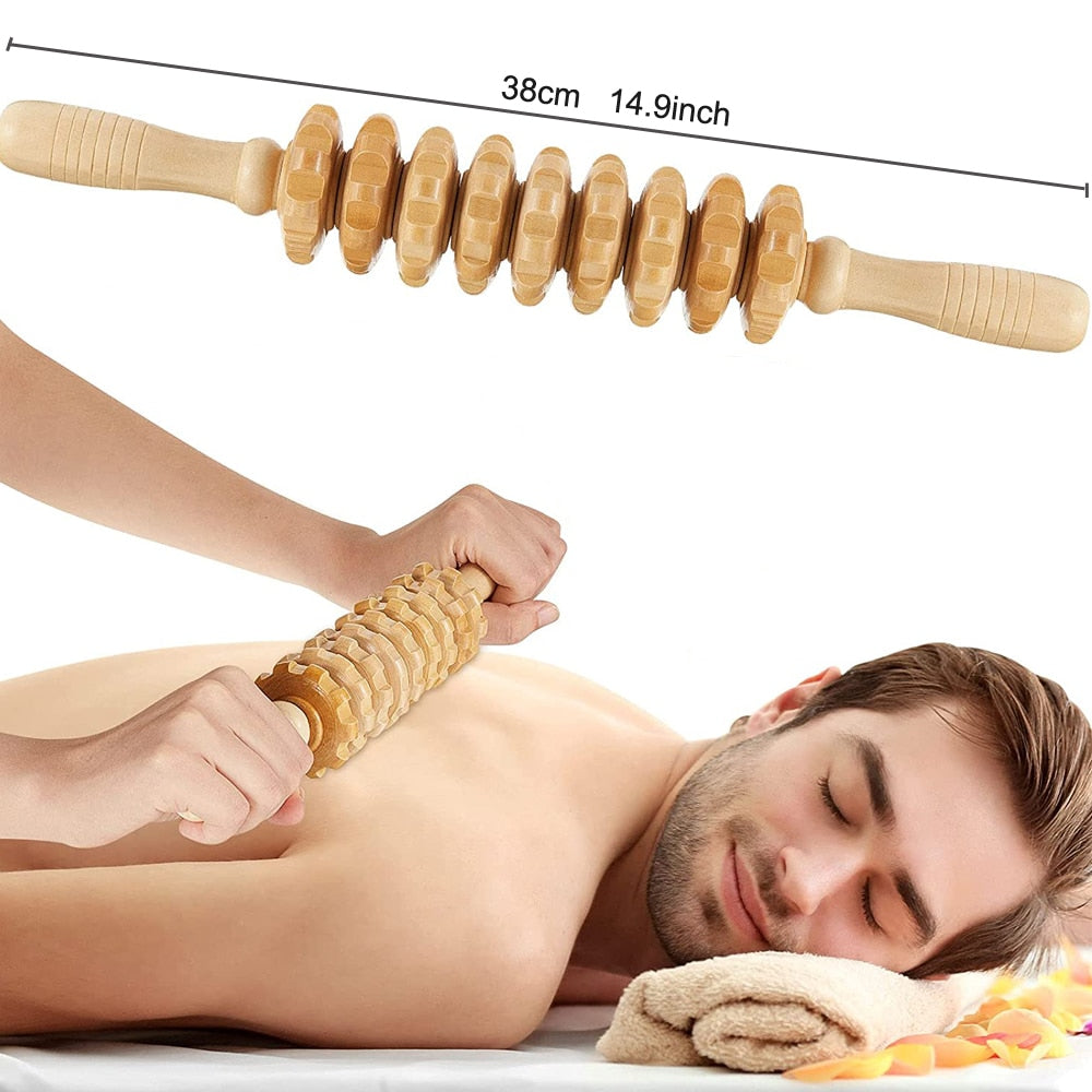 BYEPAIN Wooden Exercise Roller Sport Injury Gym Body Leg Trigger Point Muscle Roller Sticks Massager Health Care Enfom Clothing