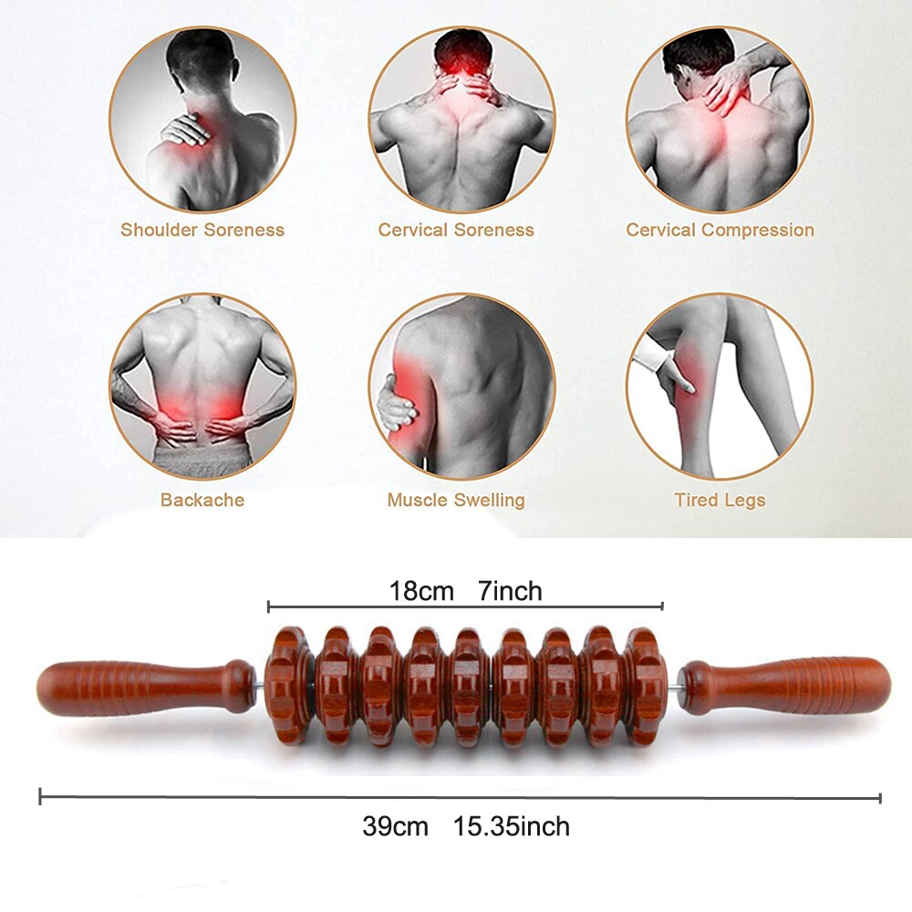 BYEPAIN Wooden Exercise Roller Sport Injury Gym Body Leg Trigger Point Muscle Roller Sticks Massager Health Care Enfom Clothing