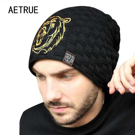 Beanies Knit Hat Men Winter Hats For Men 2018 Brand Bonnet Skullies Winter Men's Hat Fur Warm Caps Skull Mask Balaclava Wolf Cap Enfom Clothing