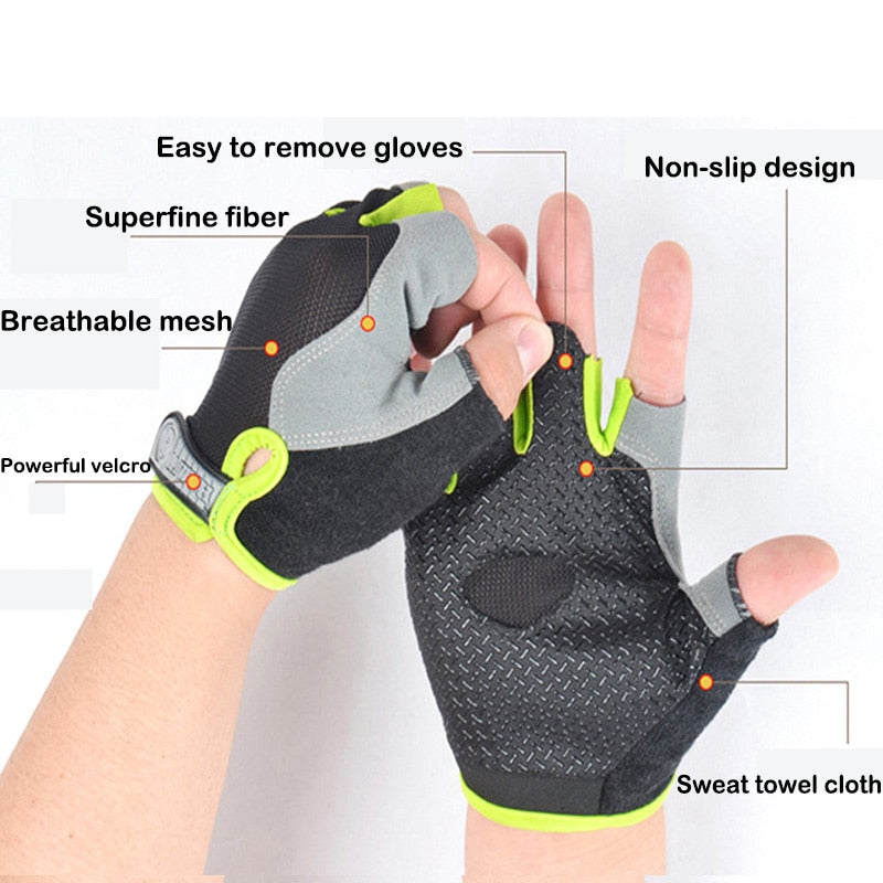 Bicycle Anti Slip Cycling Half Gloves Summer Breathable Soft Finger Outdoor Washable Sport Fitness motorcycle Training Men Women Enfom Clothing