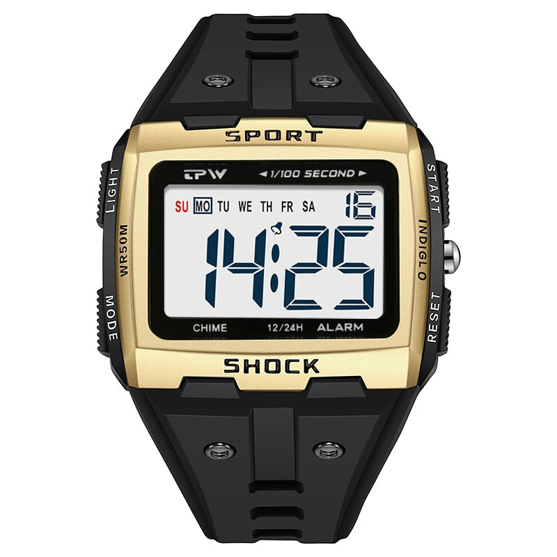 Big Numbers Easy to Read 5ATM Water Resistant Men Digital Watch Outdoor Sport Enfom Clothing