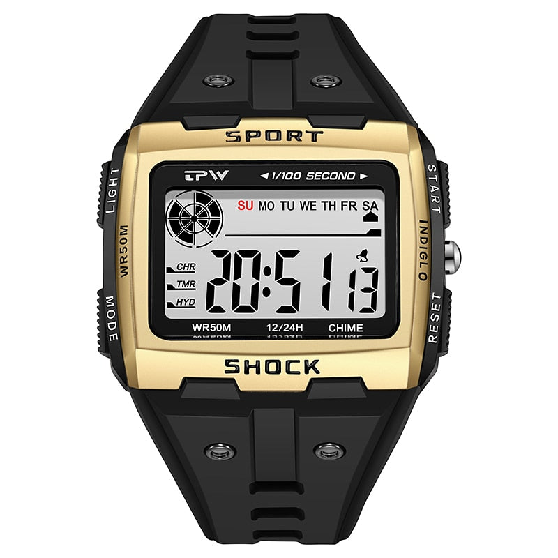 Big Numbers Easy to Read 5ATM Water Resistant Men Digital Watch Outdoor Sport Enfom Clothing