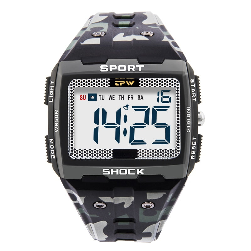 Big Numbers Easy to Read 5ATM Water Resistant Men Digital Watch Outdoor Sport Enfom Clothing