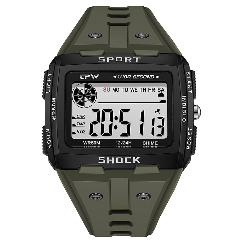 Big Numbers Easy to Read 5ATM Water Resistant Men Digital Watch Outdoor Sport Enfom Clothing