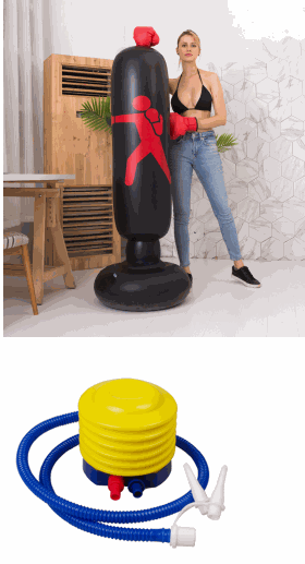 Boxing Punching Bag Inflatable Free-Stand Tumbler Sandbag Enfom Clothing