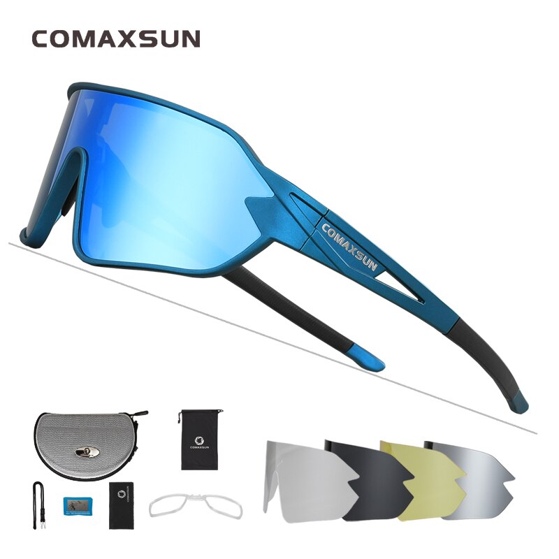 COMAXSUN Polarized Cycling Glasses 5 Lenses MTB Road Bike Sport Mirror Sunglasses Riding Eyewear Anti-UV400 Bicycle Goggles Enfom Clothing