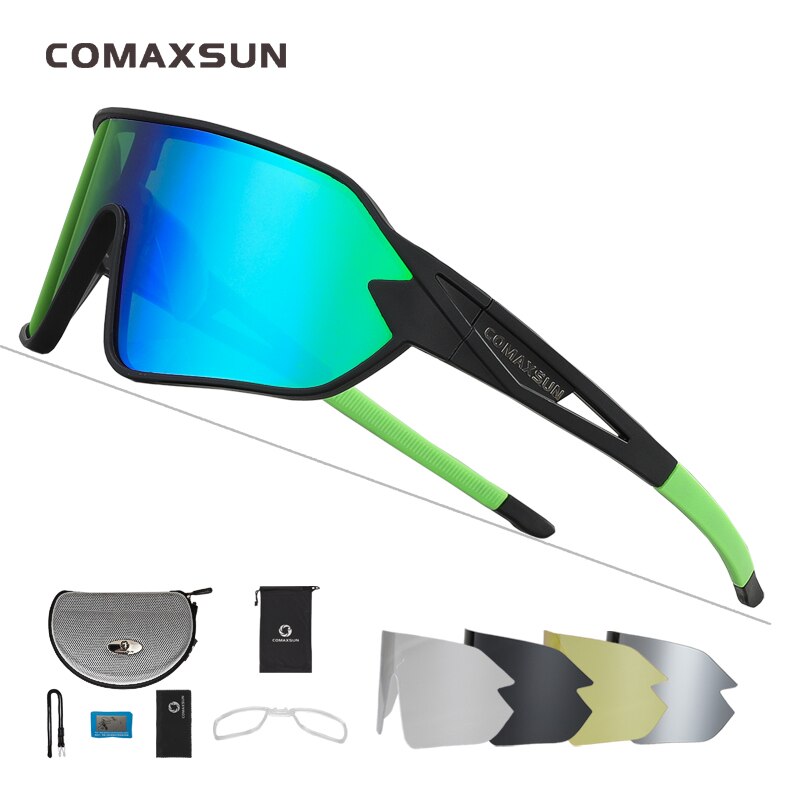 COMAXSUN Polarized Cycling Glasses 5 Lenses MTB Road Bike Sport Mirror Sunglasses Riding Eyewear Anti-UV400 Bicycle Goggles Enfom Clothing