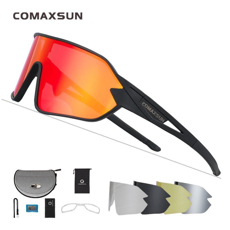 COMAXSUN Polarized Cycling Glasses 5 Lenses MTB Road Bike Sport Mirror Sunglasses Riding Eyewear Anti-UV400 Bicycle Goggles Enfom Clothing