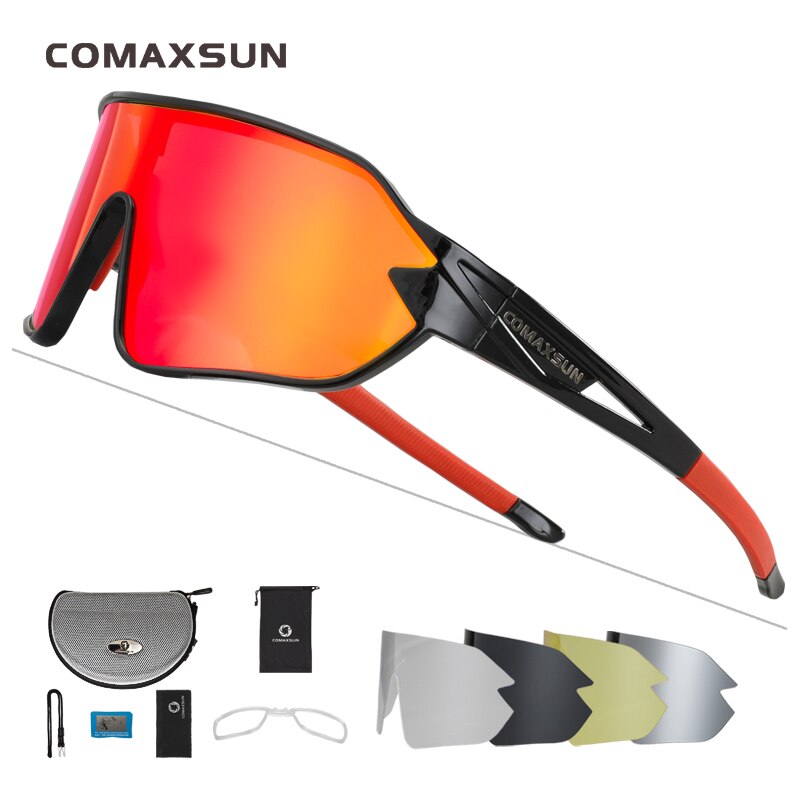 COMAXSUN Polarized Cycling Glasses 5 Lenses MTB Road Bike Sport Mirror Sunglasses Riding Eyewear Anti-UV400 Bicycle Goggles Enfom Clothing