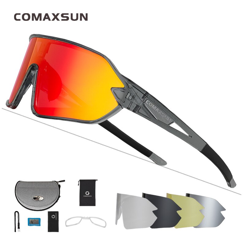 COMAXSUN Polarized Cycling Glasses 5 Lenses MTB Road Bike Sport Mirror Sunglasses Riding Eyewear Anti-UV400 Bicycle Goggles Enfom Clothing