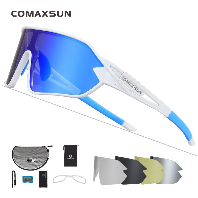 COMAXSUN Polarized Cycling Glasses 5 Lenses MTB Road Bike Sport Mirror Sunglasses Riding Eyewear Anti-UV400 Bicycle Goggles Enfom Clothing