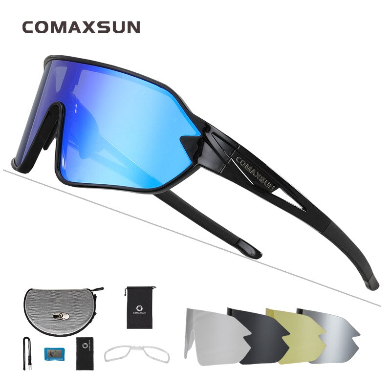 COMAXSUN Polarized Cycling Glasses 5 Lenses MTB Road Bike Sport Mirror Sunglasses Riding Eyewear Anti-UV400 Bicycle Goggles Enfom Clothing