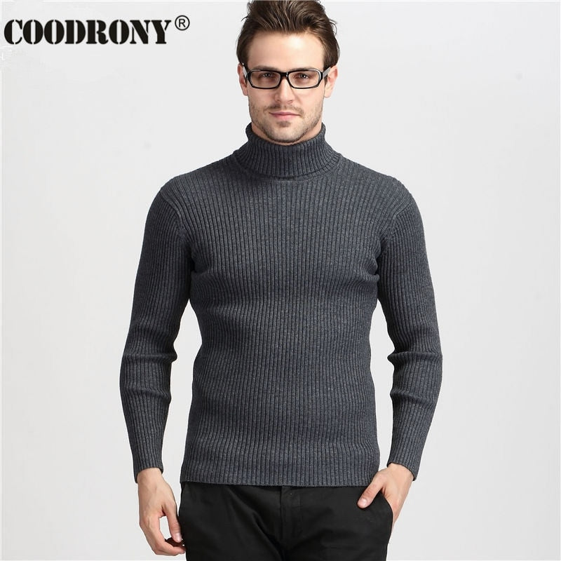 COODRONY Winter Thick Warm Cashmere Sweater Men Turtleneck Mens Sweaters Slim Fit Pullover Men Classic Wool Knitwear Pull Homme Enfom Clothing