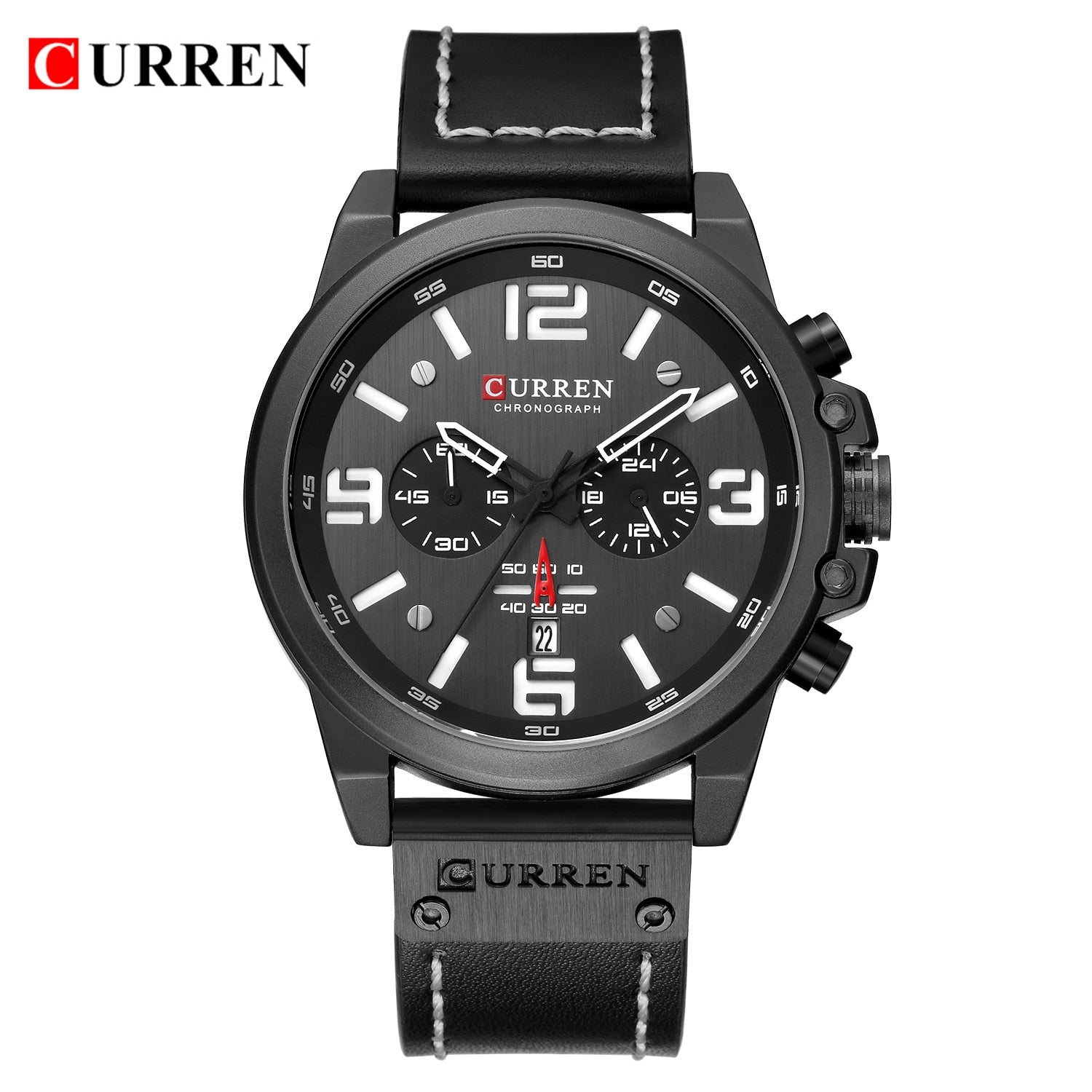 CURREN Mens Watches Top Luxury Brand Waterproof Sport Wrist Watch Chronograph Quartz Military Genuine Leather Relogio Masculino Enfom Clothing