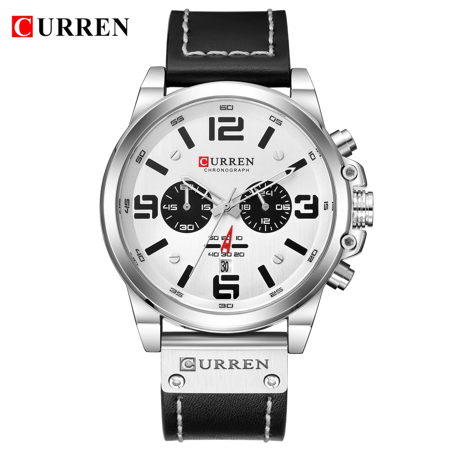 CURREN Mens Watches Top Luxury Brand Waterproof Sport Wrist Watch Chronograph Quartz Military Genuine Leather Relogio Masculino Enfom Clothing