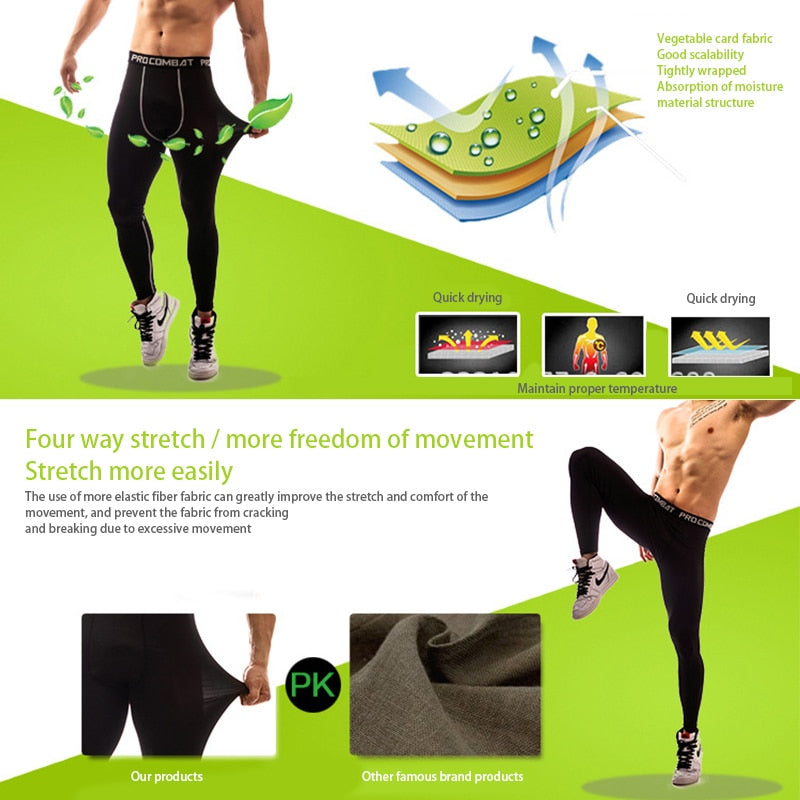 Compression Pants Mens Gym Leggings Sport Training Pants Men Running Tights Trousers Men Sportswear Dry Quick Fit Jogging Pants Enfom Clothing