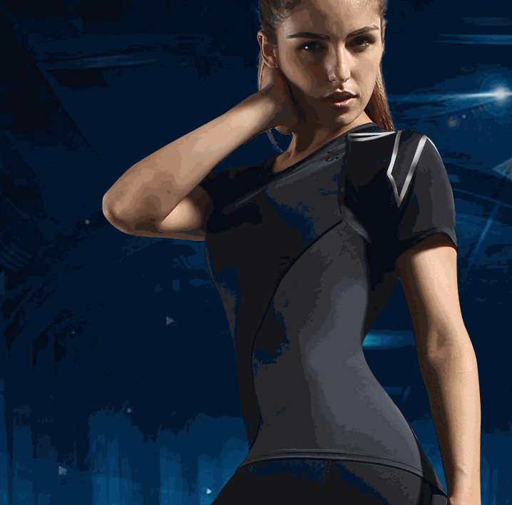 Compression sports tights short-sleeved women's stretch yoga clothes running quick-drying T-shirt training fitness clothing female slim suit Enfom Clothing