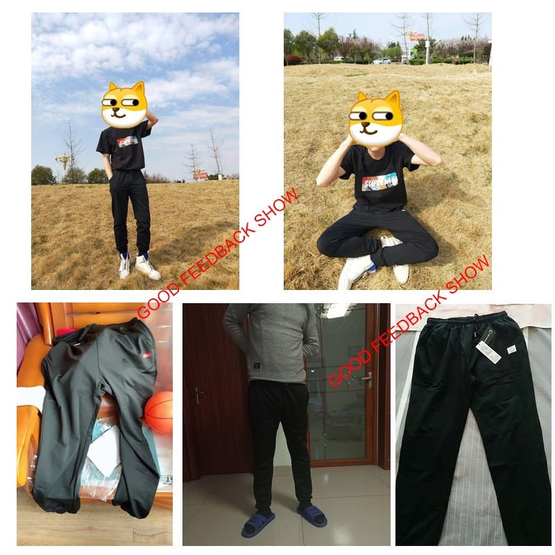 Cotton New Sweatpants Men&#39;s streetwear Pants Fashion Pencil linen Pants Men Full Length Drawstring Trousers For Men Casual Pants Enfom Clothing